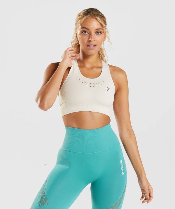 Damske Športové Podprsenky Gymshark Energy Seamless Biele | YV5786312